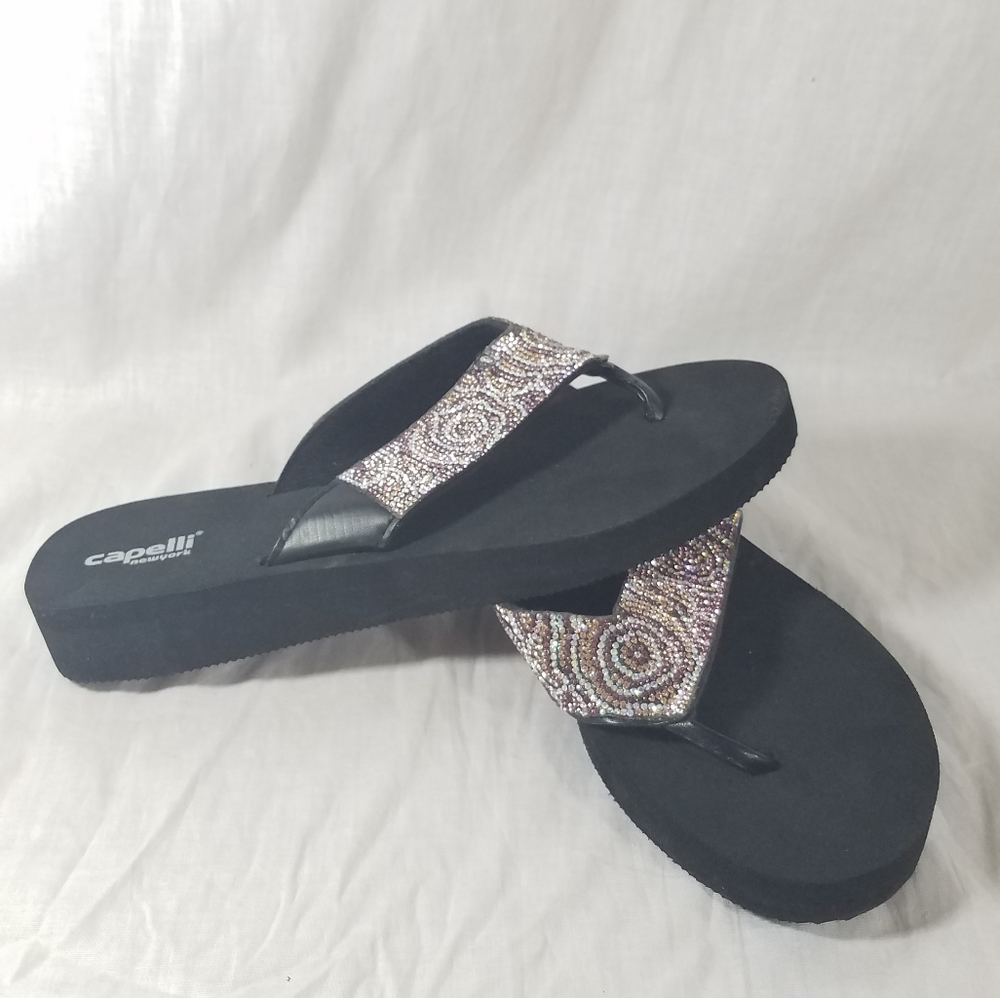 Capelli New York Rhinestone Flip Flop Sandle Shoes